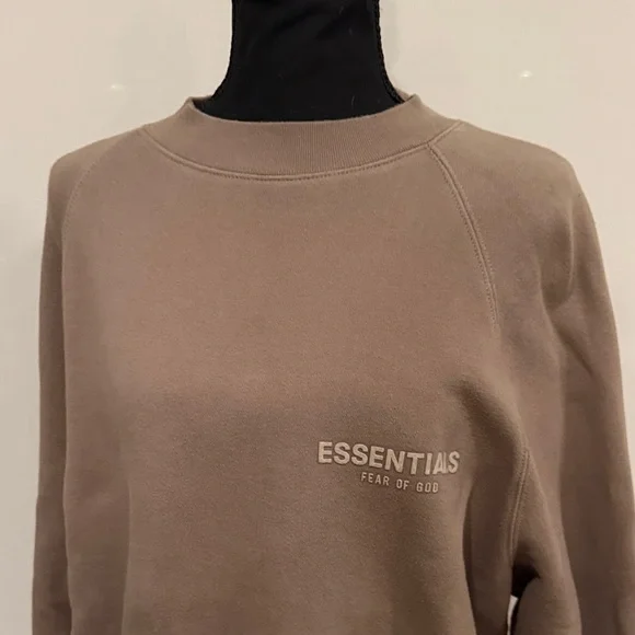 Women’s Essential Fear of God Tan Crew Sweater - Picture 2 of 7